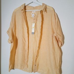 C&C California NWT Yellow Linen Button Blouse XL